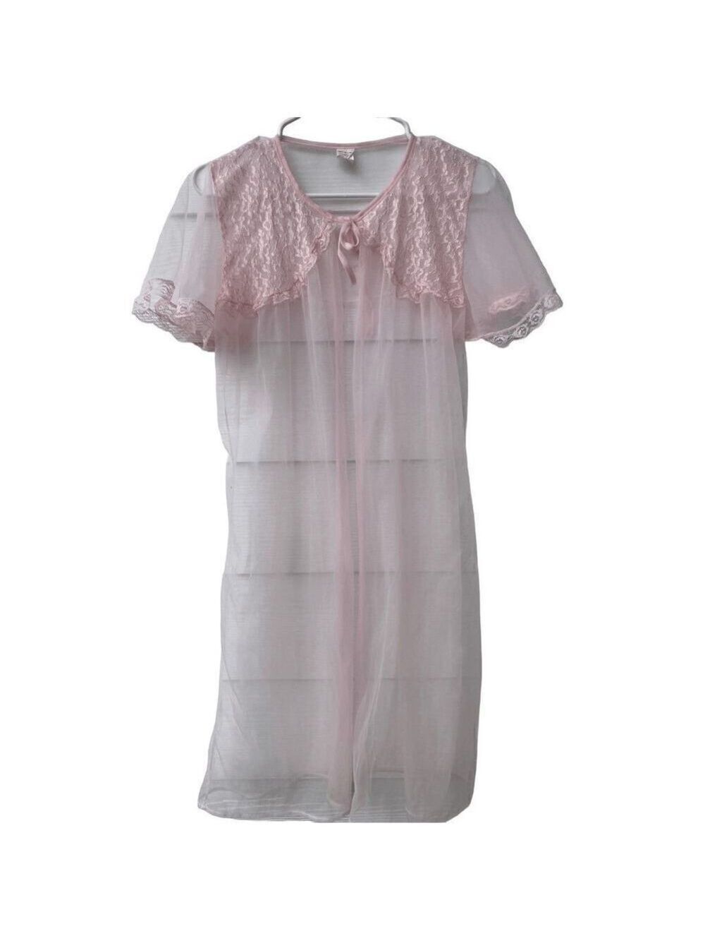VTG 70s nightie pastel pink Peignoir size XL - Picture 7 of 10